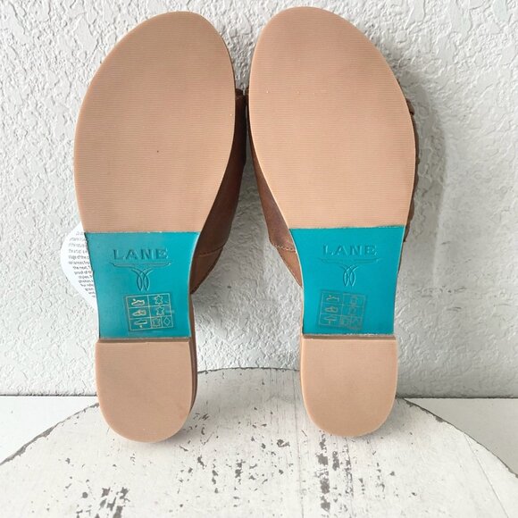 Lane Boots Womens Western Sandals 6.5 Brown Casual Cowgirl Slip on Buckle Flats - Picture 8 of 10